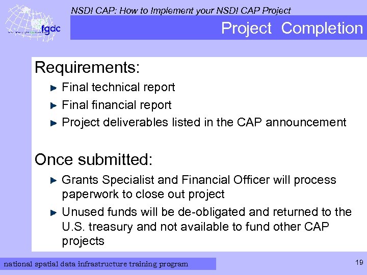 NSDI CAP: How to Implement your NSDI CAP Project Completion Requirements: Final technical report