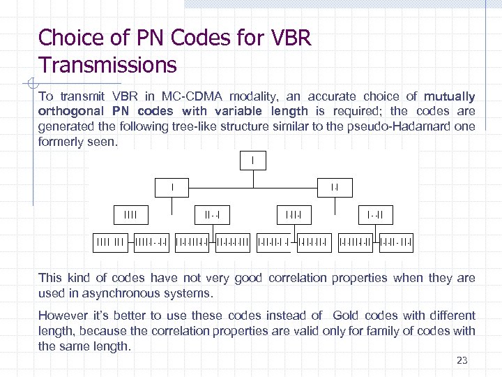 Choice of PN Codes for VBR Transmissions To transmit VBR in MC-CDMA modality, an