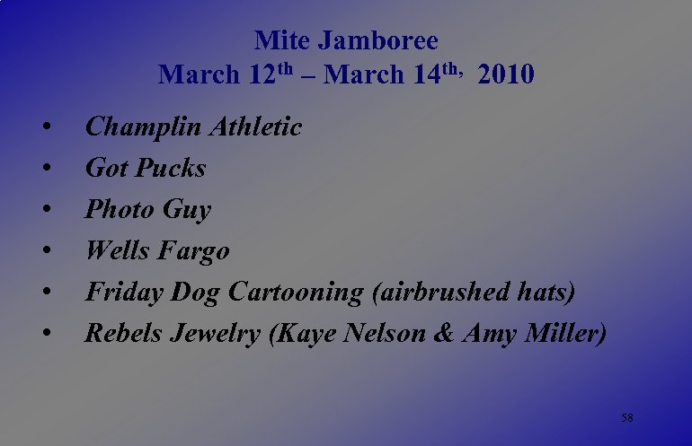 Mite Jamboree March 12 th – March 14 th, 2010 • • • Champlin