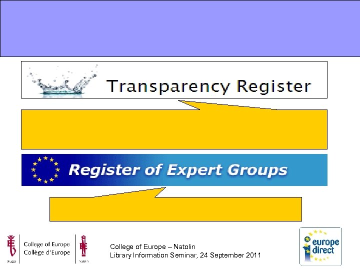 College of Europe – Natolin Library Information Seminar, 24 September 2011 