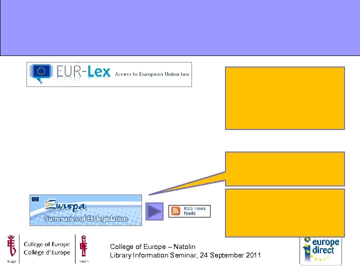 College of Europe – Natolin Library Information Seminar, 24 September 2011 