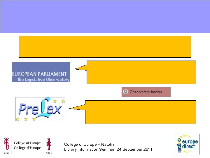 College of Europe – Natolin Library Information Seminar, 24 September 2011 