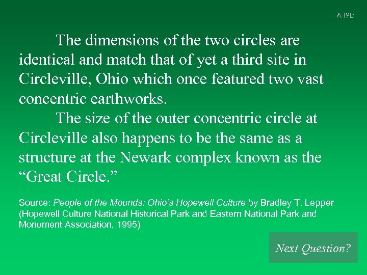 A 19 b The dimensions of the two circles are identical and match that