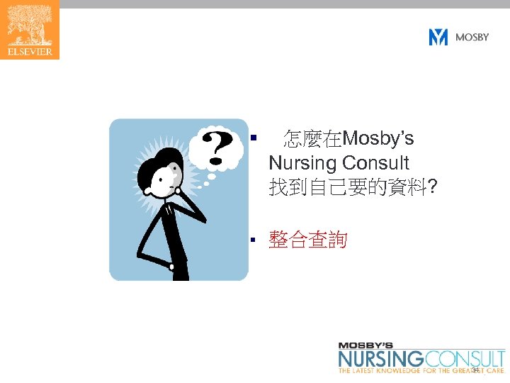 § 怎麼在Mosby’s Nursing Consult 找到自己要的資料? § 整合查詢 34 