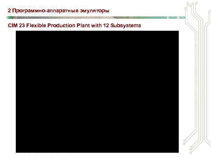 2 Программно-аппаратные эмуляторы CIM 23 Flexible Production Plant with 12 Subsystems 