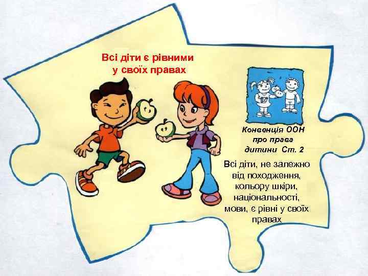 Всі діти є рівними у своїх правах Конвенція ООН про права дитини Ст. 2