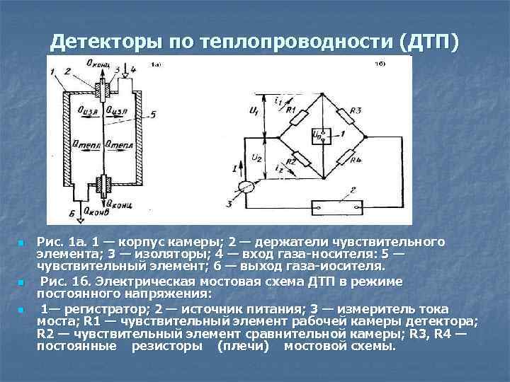 Детекторы по теплопроводности (ДТП) n n n Рис. 1 а. 1 — корпус камеры;