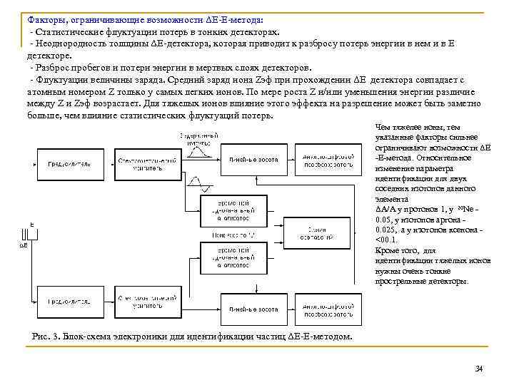 Факторы, ограничивающие возможности ΔE-E-метода: - Статистические флуктуации потерь в тонких детекторах. - Неоднородность толщины