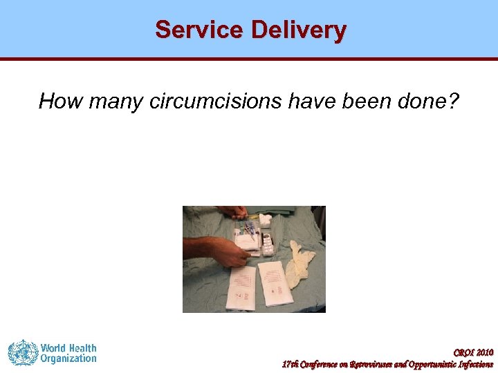 Service Delivery How many circumcisions have been done? CROI 2010 17 th Conference on
