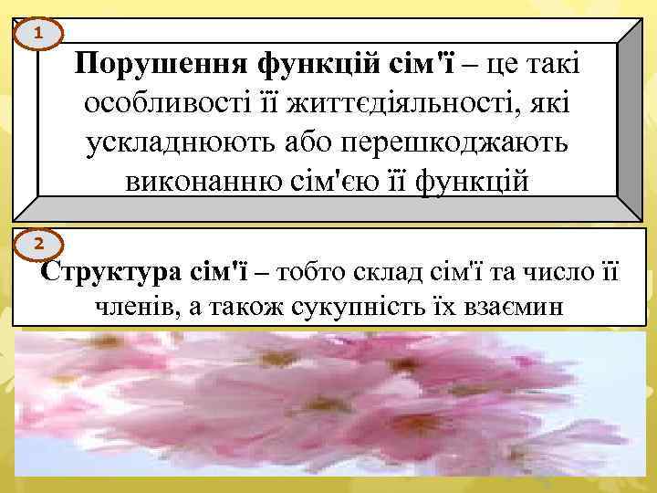 1 Порушення функцій сім'ї – це такі особливості її життєдіяльності, які ускладнюють або перешкоджають