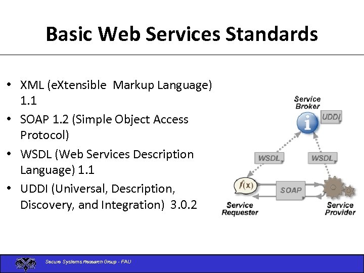 Basic Web Services Standards • XML (e. Xtensible Markup Language) 1. 1 • SOAP