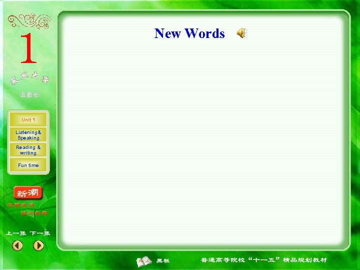 New Words Unit 1 Listening& Speaking Reading & writing Fun time 