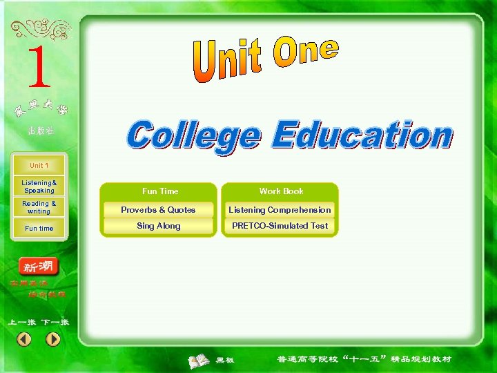 Unit 1 Listening& Speaking Fun Time Work Book Reading & writing Proverbs & Quotes