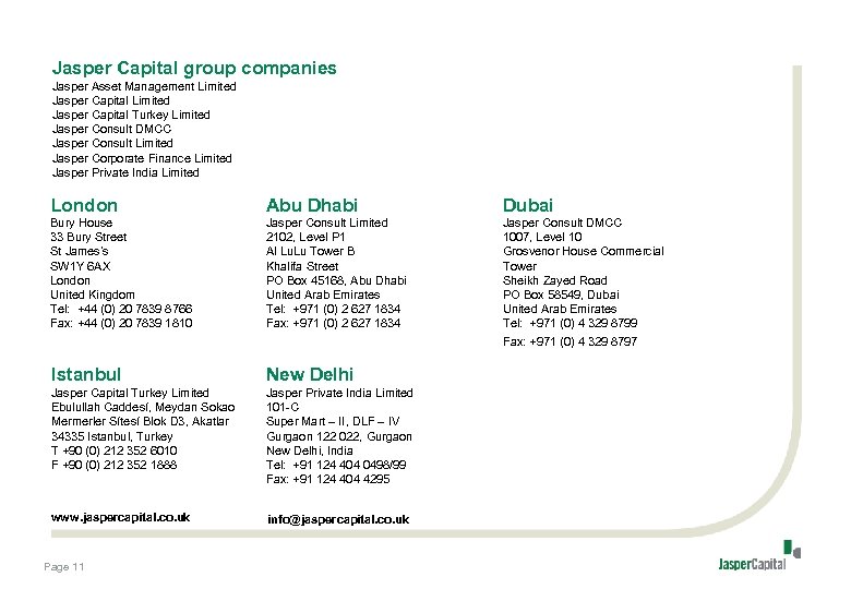 Jasper Capital group companies Jasper Asset Management Limited Jasper Capital Turkey Limited Jasper Consult