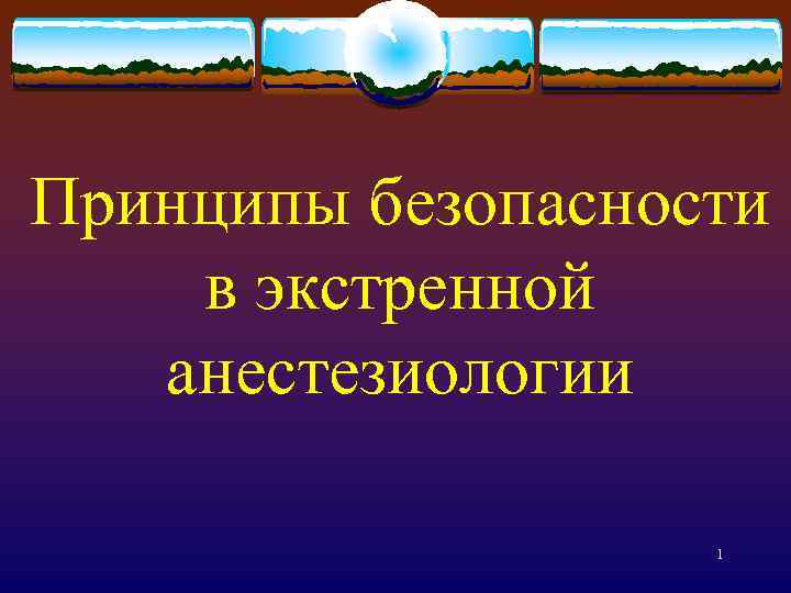 Принципы безопасности в экстренной анестезиологии 1 