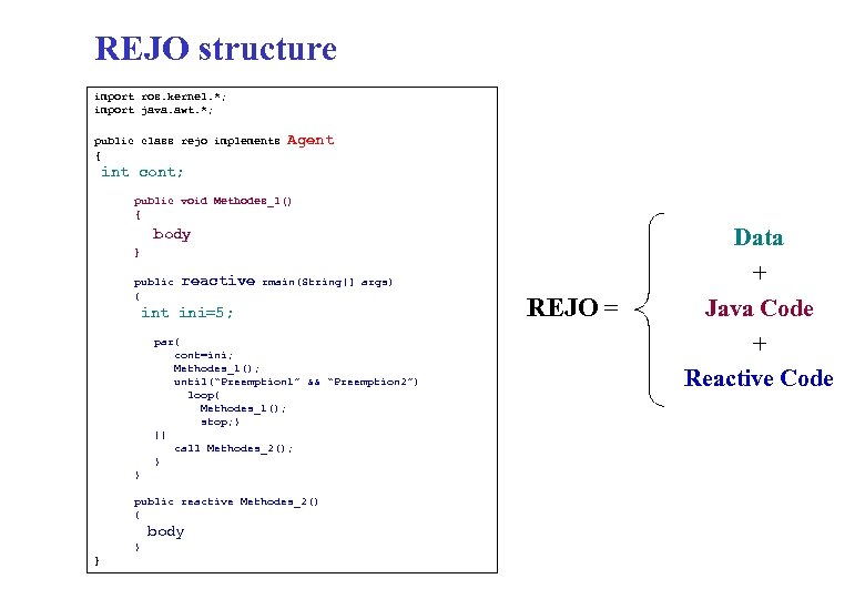 REJO structure import ros. kernel. *; import java. awt. *; public class rejo implements