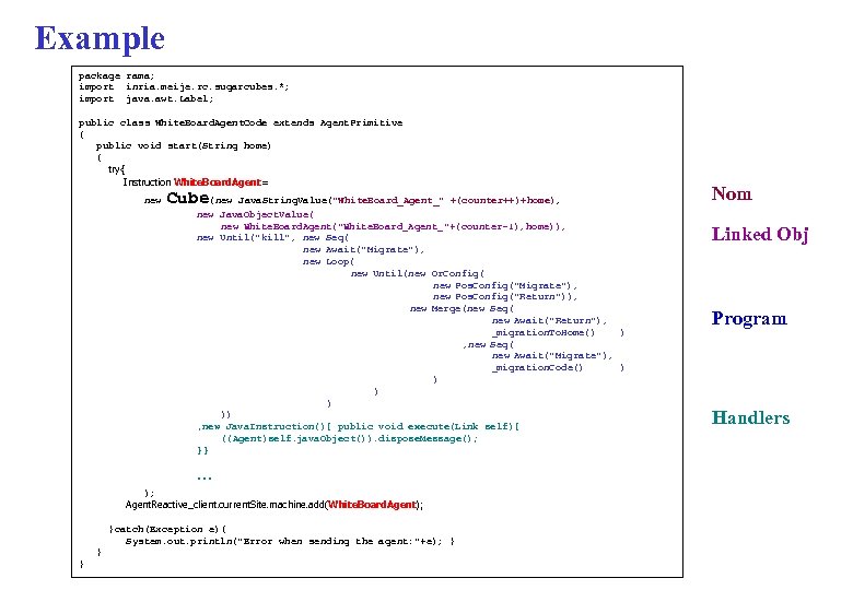 Example package rama; import inria. meije. rc. sugarcubes. *; import java. awt. Label; public