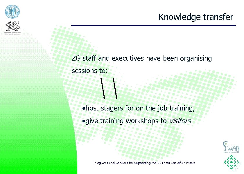 Knowledge transfer ZG staff and executives have been organising sessions to: ·host stagers for