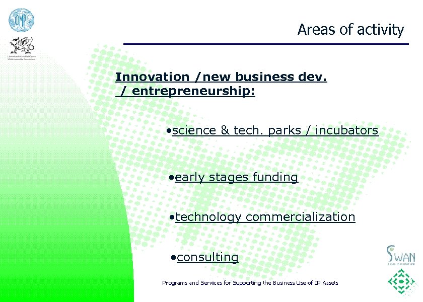 Areas of activity Innovation /new business dev. / entrepreneurship: • science & tech. parks