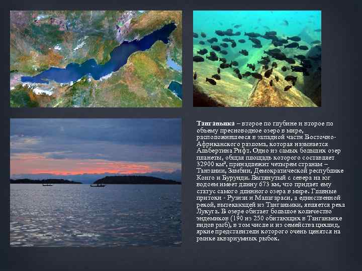 Танганьика – второе по глубине и второе по объему пресноводное озеро в мире, расположившееся
