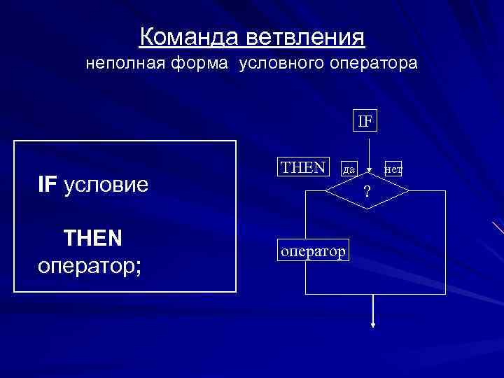 Формы условных операторов. Неполная форма условного оператора Паскаль. Неполная форма ветвления Паскаль. Неполная форма команды ветвления. Неполный условный оператор в Паскале.