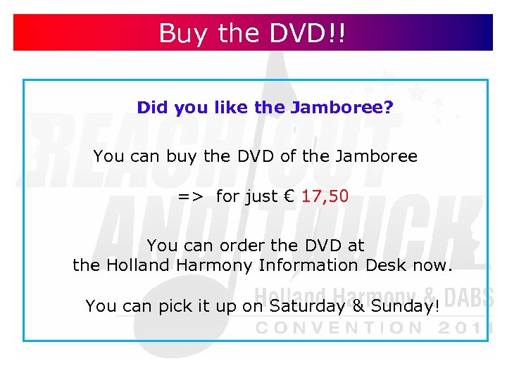 Buy the DVD!! Did you like the Jamboree? You can buy the DVD of