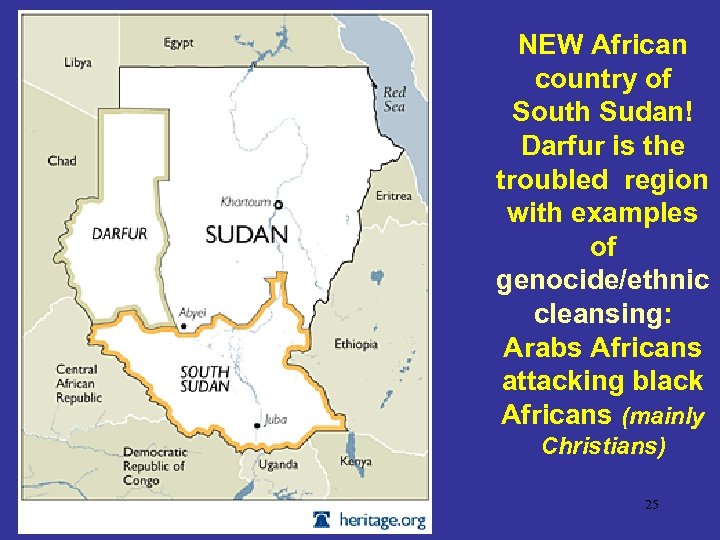 NEW African country of South Sudan! Darfur is the troubled region with examples of