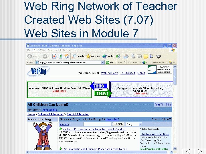 Web Ring Network of Teacher Created Web Sites (7. 07) Web Sites in Module