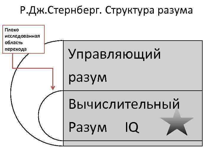 Р. Дж. Стернберг. Структура разума Плохо исследованная область перехода Управляющий разум Вычислительный Разум IQ
