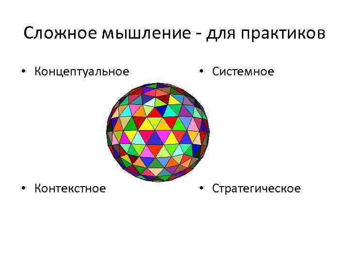 Сложное мышление - для практиков • Концептуальное • Системное • Контекстное • Стратегическое 