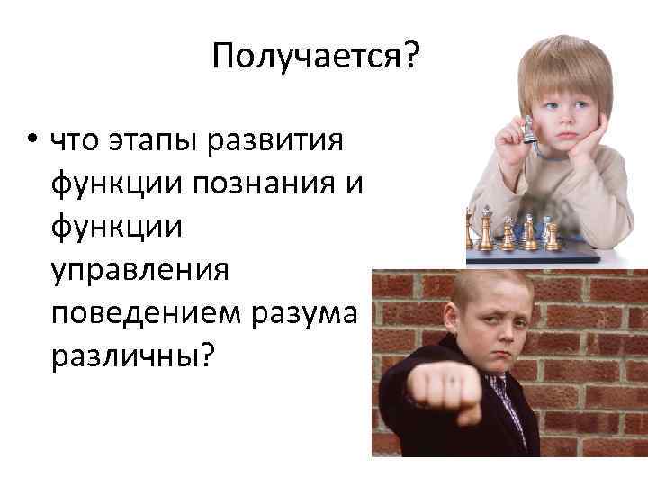 Получается? • что этапы развития функции познания и функции управления поведением разума различны? 