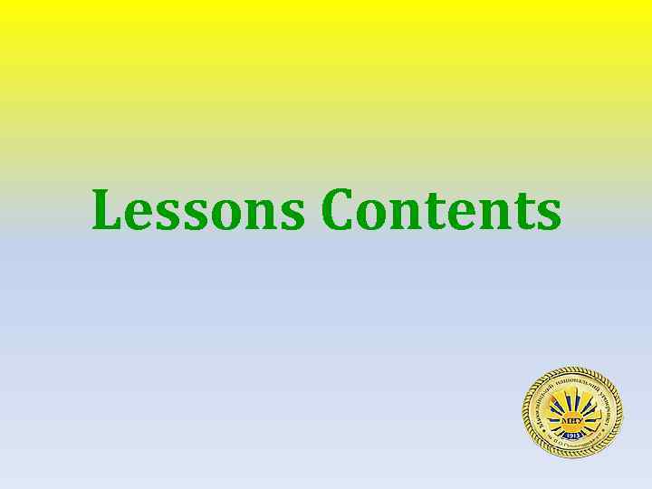 Lessons Contents 