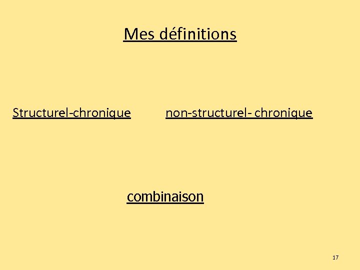 Mes définitions Structurel-chronique non-structurel- chronique combinaison 17 