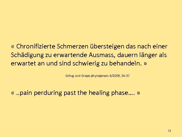  « Chronifizierte Schmerzen übersteigen das nach einer Schädigung zu erwartende Ausmass, dauern länger
