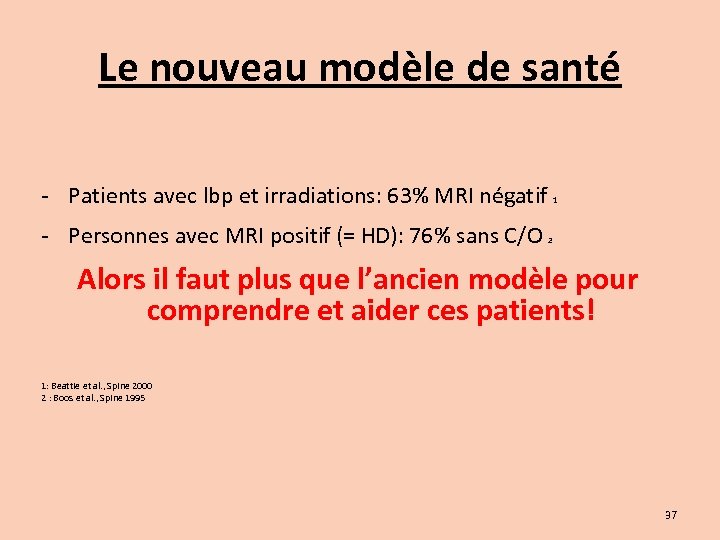 Le nouveau modèle de santé - Patients avec lbp et irradiations: 63% MRI négatif