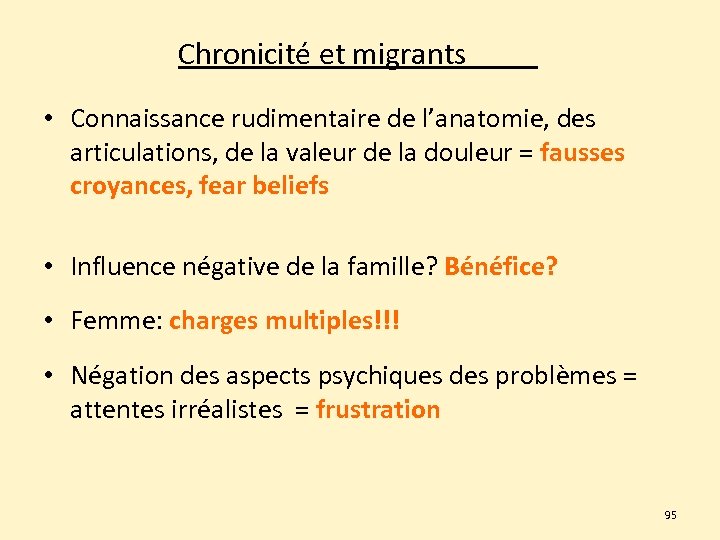 Chronicité et migrants • Connaissance rudimentaire de l’anatomie, des articulations, de la valeur de