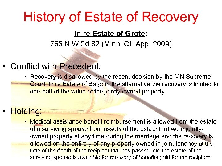 History of Estate of Recovery In re Estate of Grote: 766 N. W. 2