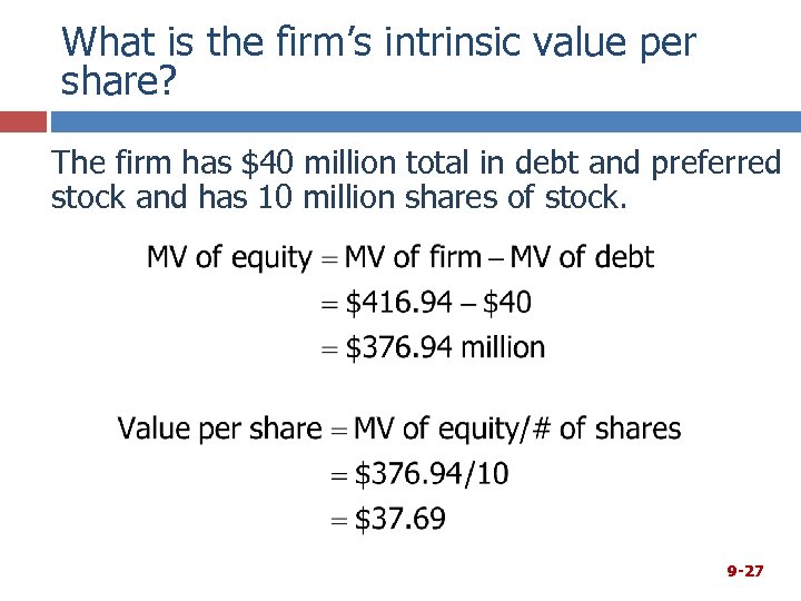 What is the firm’s intrinsic value per share? The firm has $40 million total