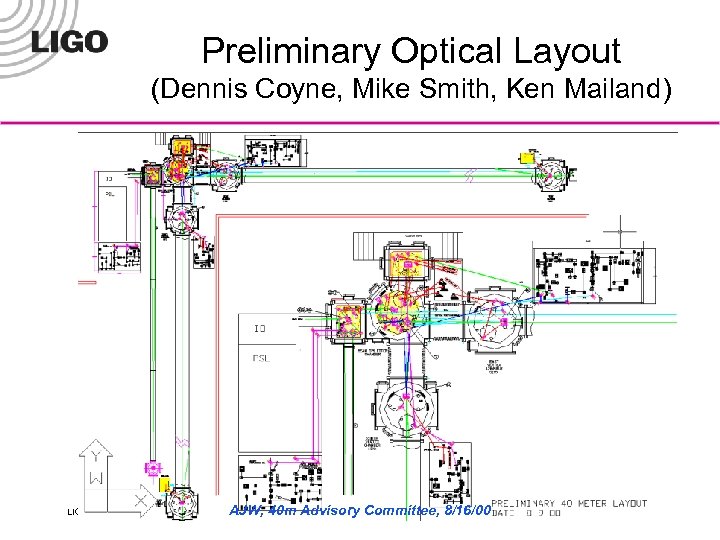 Preliminary Optical Layout (Dennis Coyne, Mike Smith, Ken Mailand) LIGO-G 000194 -00 -R AJW,