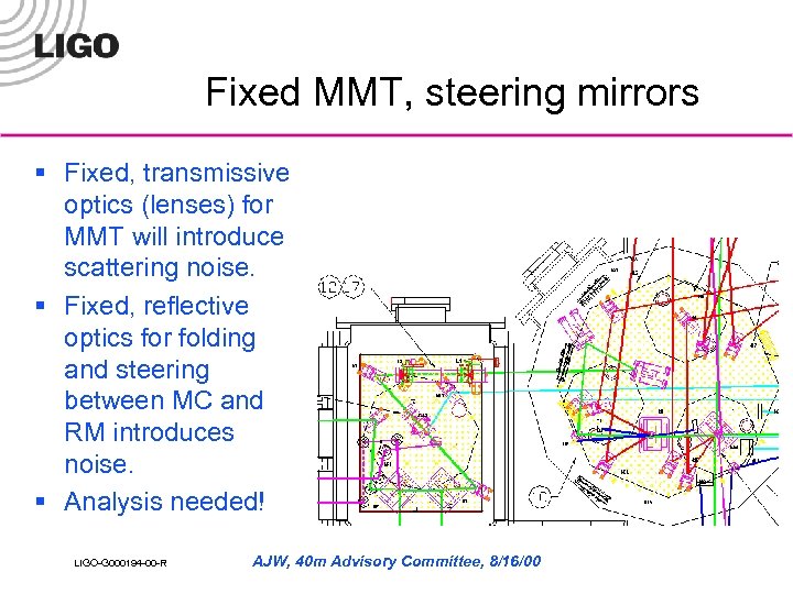 Fixed MMT, steering mirrors § Fixed, transmissive optics (lenses) for MMT will introduce scattering