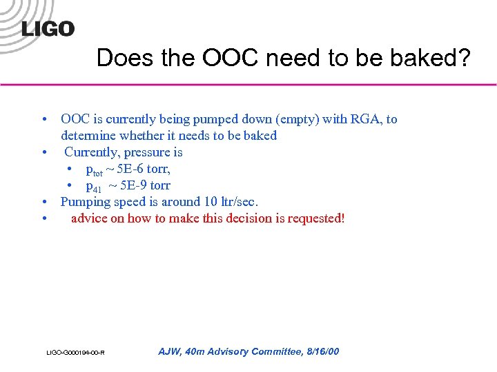 Does the OOC need to be baked? • OOC is currently being pumped down
