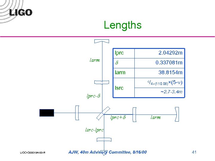 Lengths lprc larm 2. 04292 m d 0. 337081 m larm lsrc 38. 8154