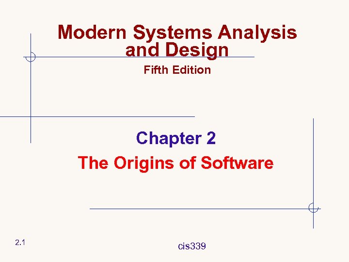 Modern Systems Analysis and Design Fifth Edition Chapter 2 The Origins of Software 2.