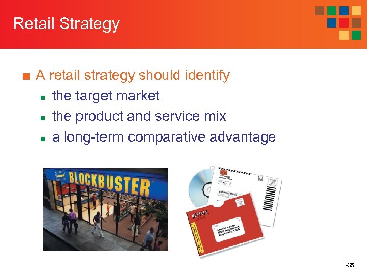 Retail Strategy ■ A retail strategy should identify n the target market n the