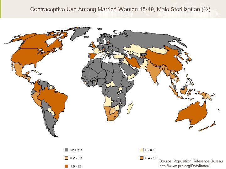 Contraceptive Use Among Married Women 15 -49, Male Sterilization (%) Source: Population Reference Bureau