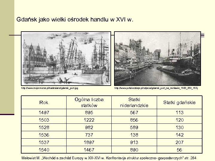 Gdańsk jako wielki ośrodek handlu w XVI w. http: //www. moje-morze. pl/nadeslane/gdansk_port. jpg http: