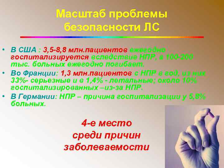 Масштаб проблемы безопасности ЛС • В США : 3, 5 -8, 8 млн. пациентов