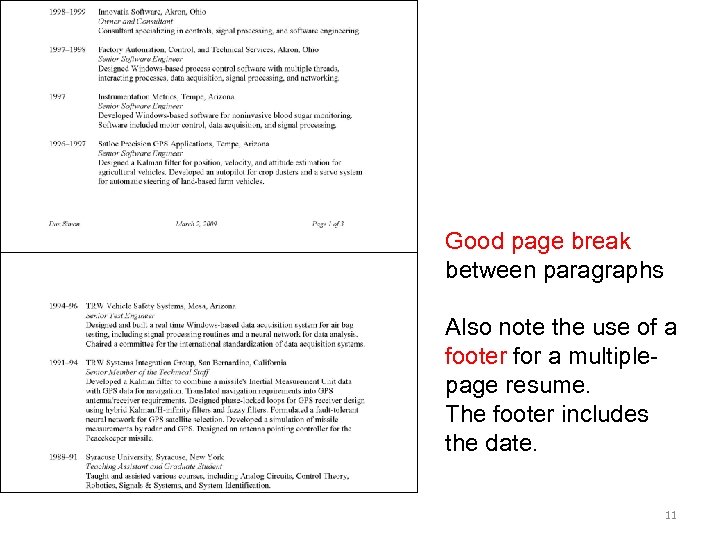 Good page break between paragraphs Also note the use of a footer for a