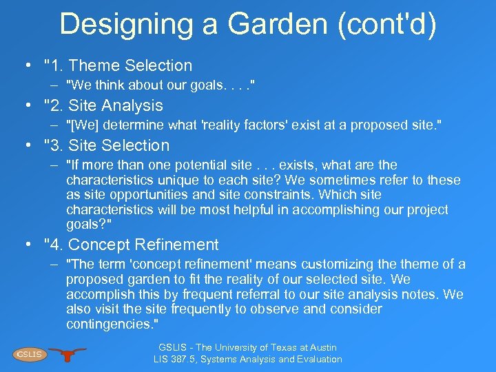 Designing a Garden (cont'd) • 