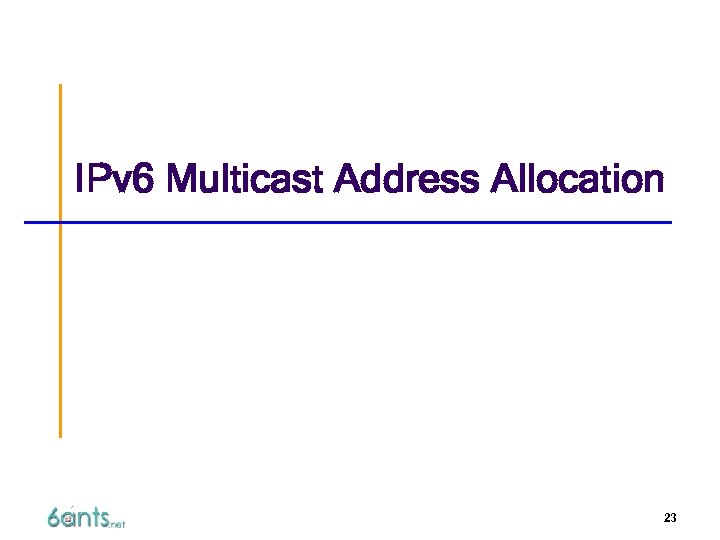 IPv 6 Multicast Address Allocation 23 